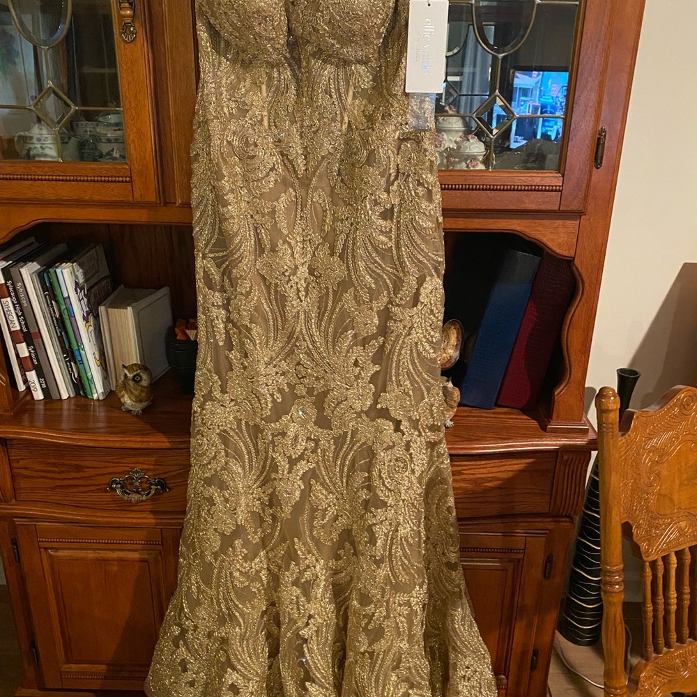 Elegant Gold Lace Gown